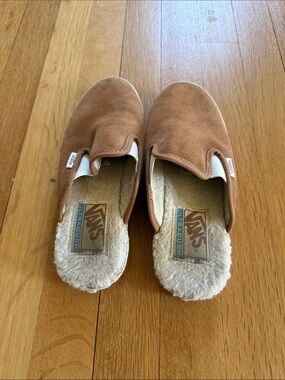 Vans Tan Suede Slip-On Mule with Shearling